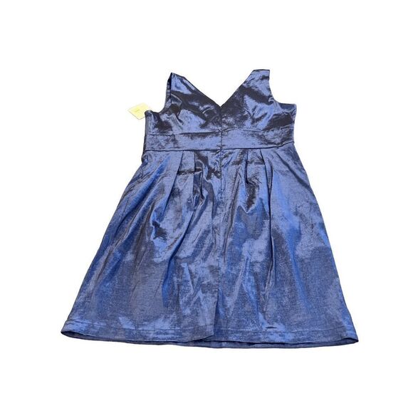 Calvin Klein Women's Grey Taffeta Empire Waist Pleated Dress - Picture 2 of 7